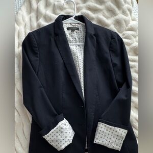 Ann Taylor Navy Blazer with Patterned Lining